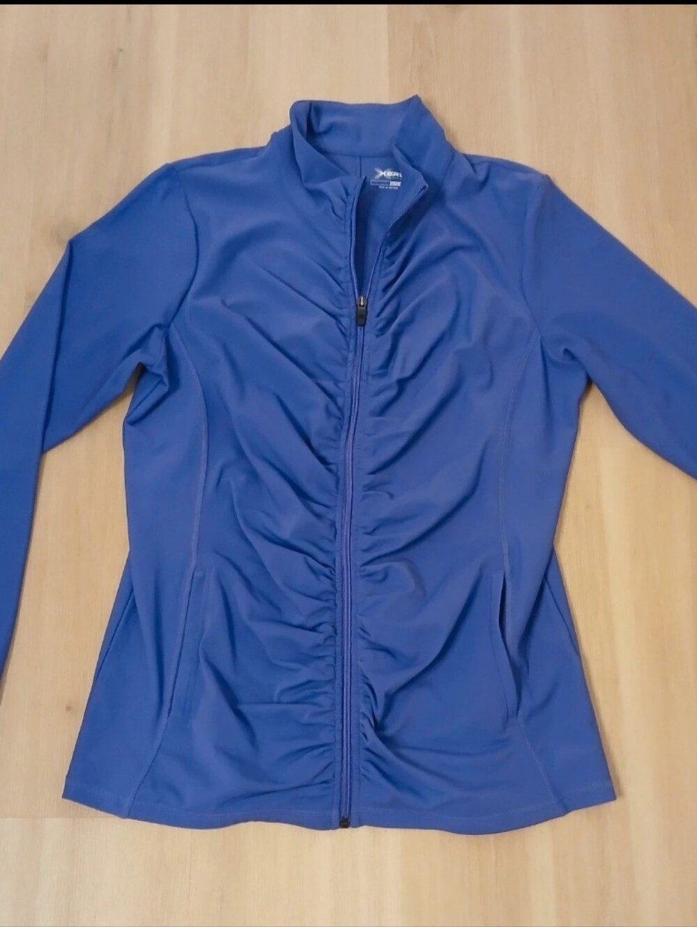 Xersion Purple Ruched Zip-Front Utility Jacket